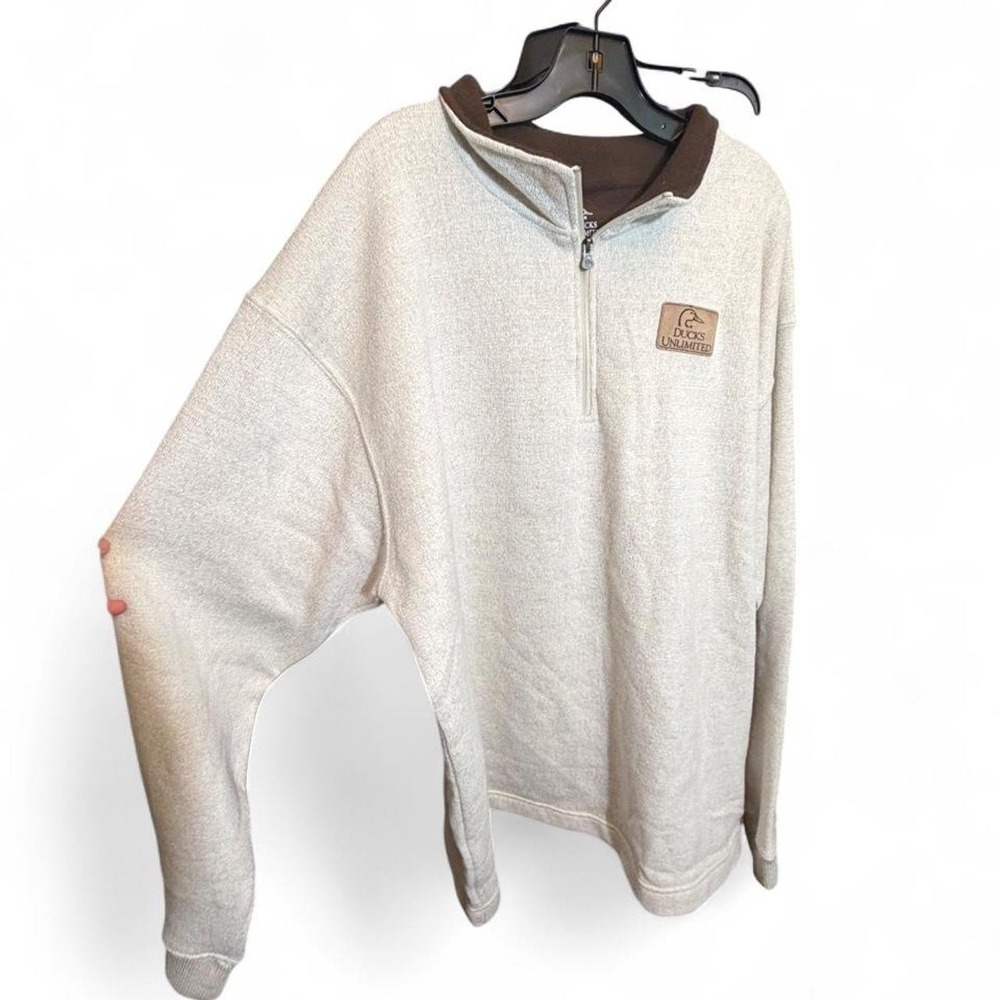 Ducks Unlimited Quarter Zip Swester Men's 3XL Beige Knit Pullover